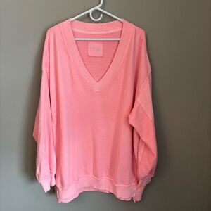 aerie Soft Pink V-Neck Oversized Sweatshirt